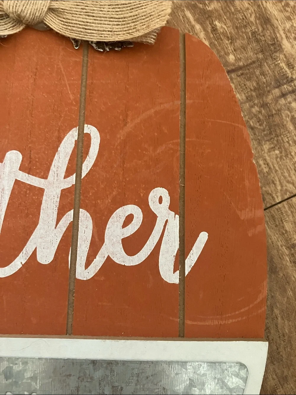 Gather Pumpkin Wall Decor in Orange with Metal Accent